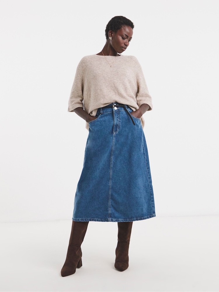 JD Williams Elasticated Waist Midi Skirt - 4的图像1｝