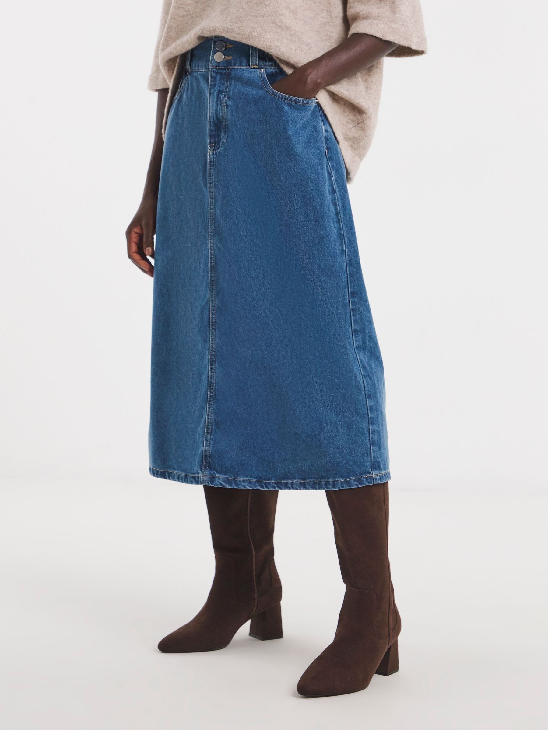 Buy JD Williams Blue Elasticated Waist Midi Skirt from Next USA