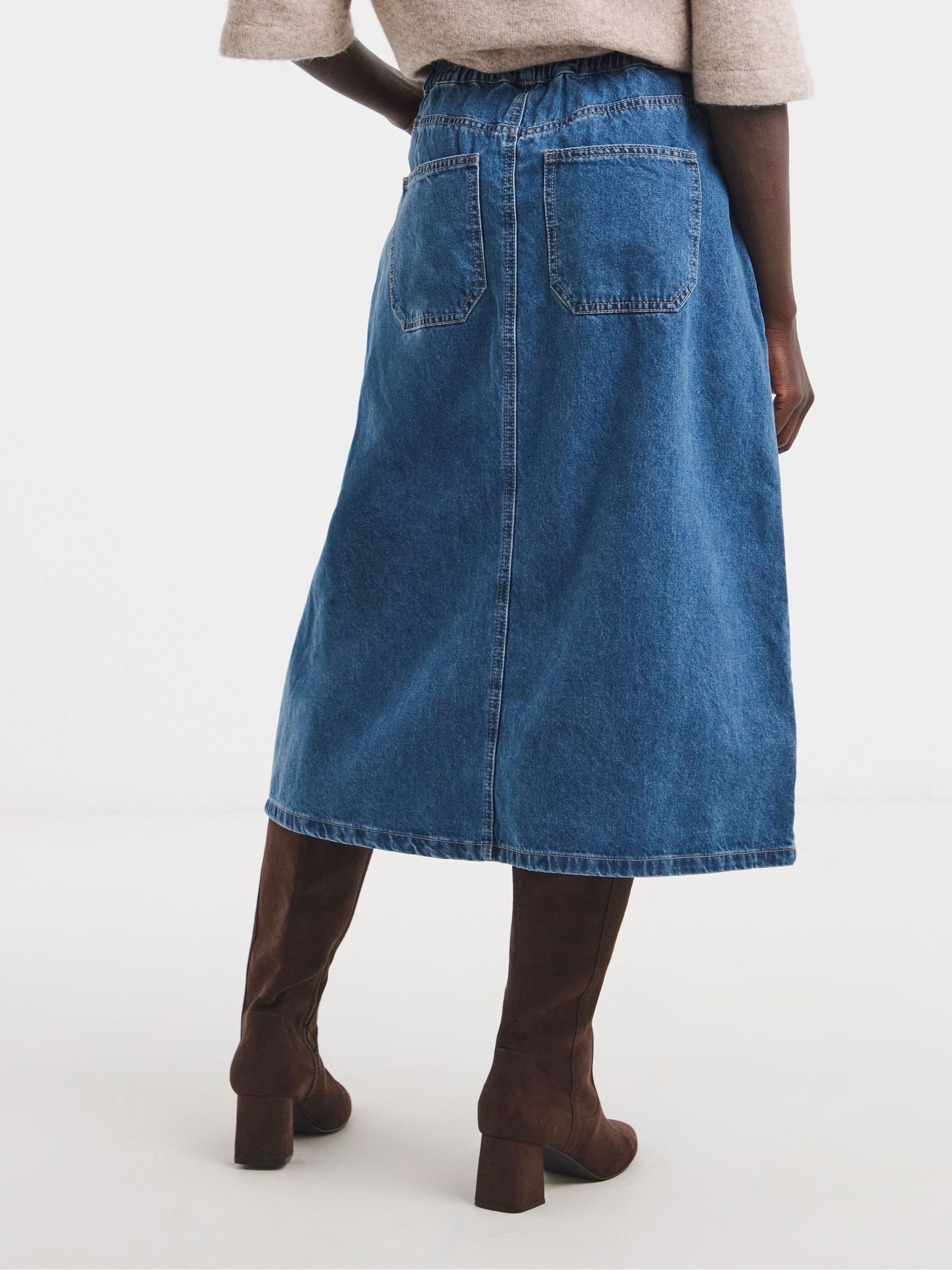 Buy JD Williams Blue Elasticated Waist Midi Skirt from Next USA