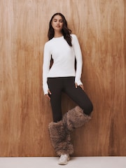 Ecru Thermal Crew Neck Long Sleeve Top - Image 5 of 11