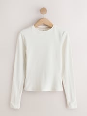 Ecru Thermal Crew Neck Long Sleeve Top - Image 8 of 11