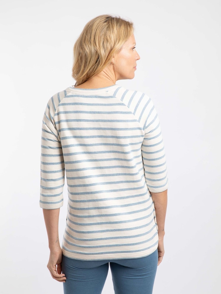Weird Fish Blue Ives Loopback Stripe Tunic Top - Image 2 of 7
