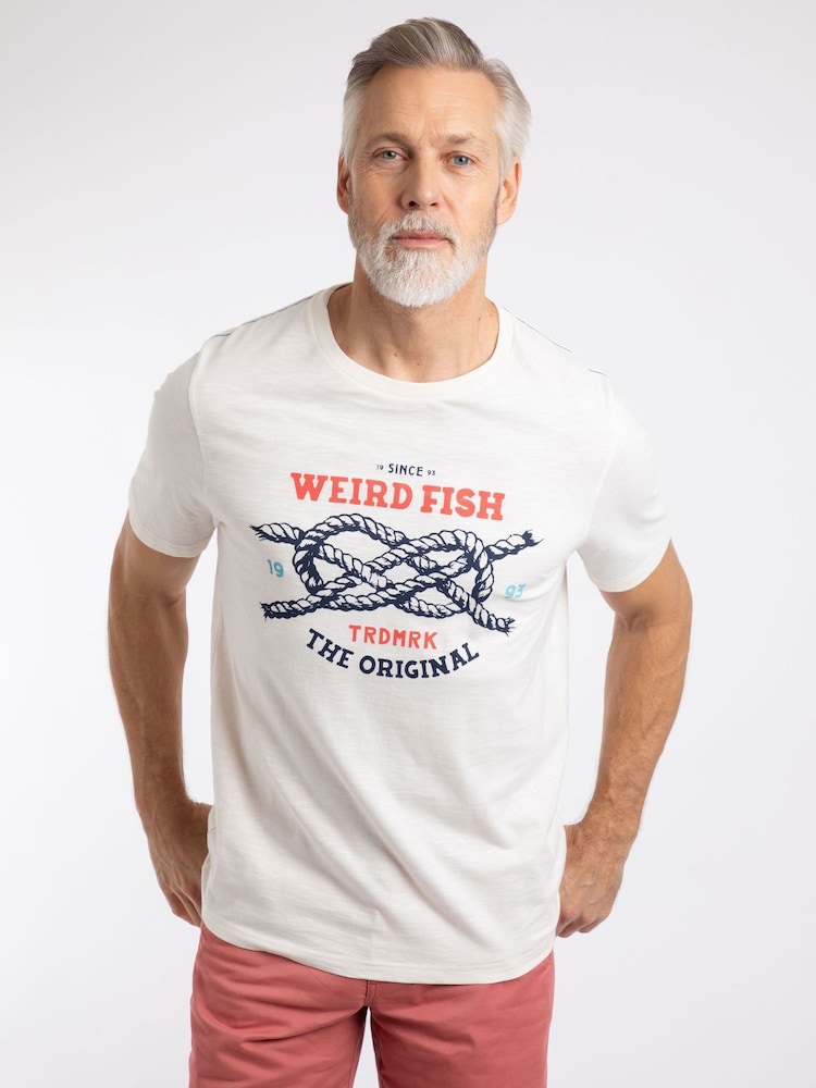 Weird Fish Cream Cast Off Front Print Graphic T-Shirt - Image 1 of 6