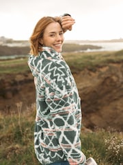 Weird Fish Green Madeleine 1/4 Zip Printed Plush Fleece - Image 1 of 8