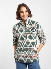 Weird Fish Green Madeleine 1/4 Zip Printed Plush Fleece - Image 2 of 8