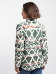 Weird Fish Green Madeleine 1/4 Zip Printed Plush Fleece - Image 3 of 8