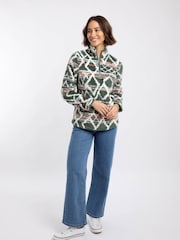 Weird Fish Green Madeleine 1/4 Zip Printed Plush Fleece - Image 4 of 8