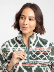 Weird Fish Green Madeleine 1/4 Zip Printed Plush Fleece - Image 5 of 8