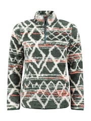 Weird Fish Green Madeleine 1/4 Zip Printed Plush Fleece - Image 7 of 8