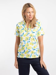 צהוב - Weird Fish חולצת פולו ג'רזי מודפסת, דגם Rhenena - תמונה 1 מתוך 7