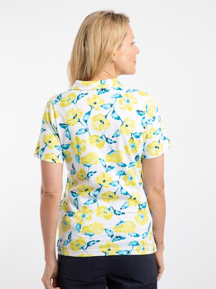צהוב - Weird Fish חולצת פולו ג'רזי מודפסת, דגם Rhenena - תמונה 2 מתוך 7