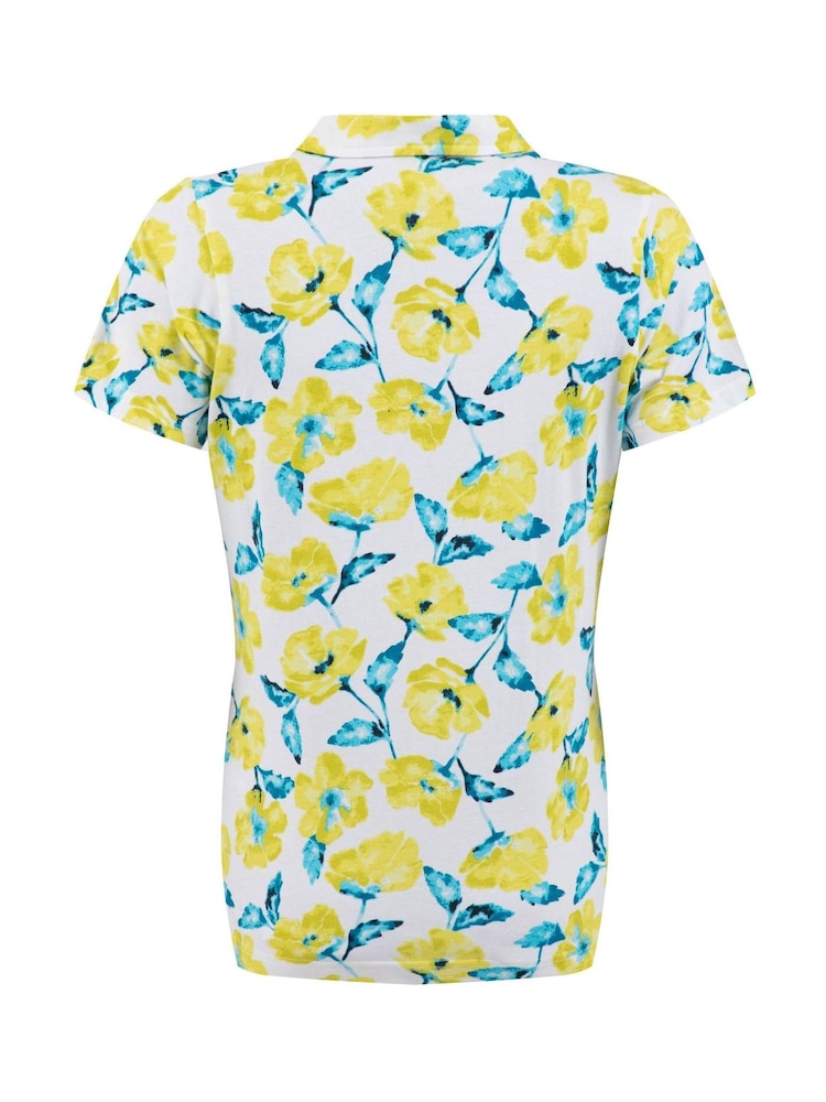 צהוב - Weird Fish חולצת פולו ג'רזי מודפסת, דגם Rhenena - תמונה 7 מתוך 7