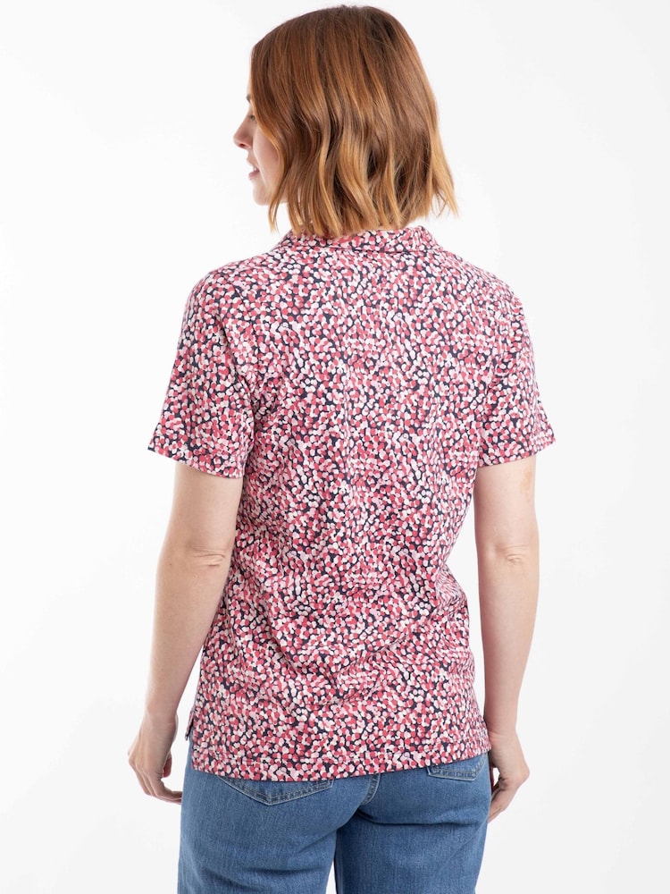 Weird Fish Pink Rhenena Printed Jersey Polo Shirt - Image 2 of 8