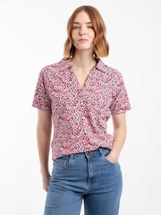 Weird Fish Pink Rhenena Printed Jersey Polo Shirt - Image 4 of 8