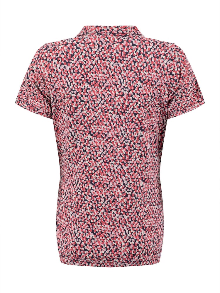 Weird Fish Pink Rhenena Printed Jersey Polo Shirt - Image 8 of 8