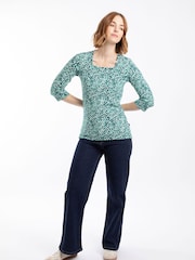 Weird Fish Blue Wyman Printed Square Neck T-Shirt - Image 3 of 7