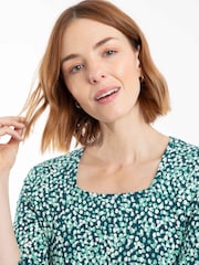 Weird Fish Blue Wyman Printed Square Neck T-Shirt - Image 4 of 7