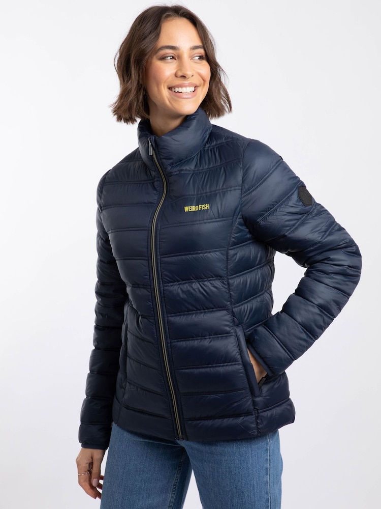 أزرق - Weird Fish Travellia Lightweight Showerproof Padded Jacket - Image 1 of 9