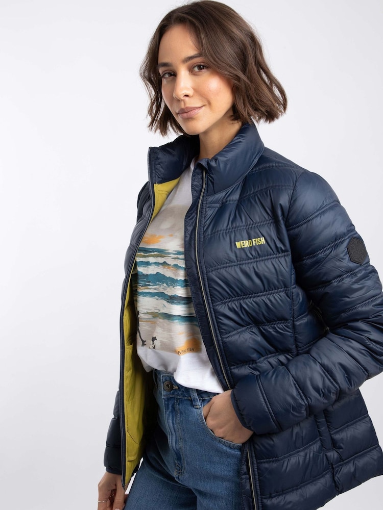 أزرق - Weird Fish Travellia Lightweight Showerproof Padded Jacket - Image 2 of 9