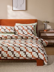 MADE.COM Rust Brown Romilly Geo 180 Thread Count Bed Set - Image 1 of 4