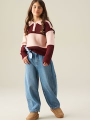 Angel & Rocket Pink Ruby Block Stripe Rugby Knit Jumper - Image 4 of 5