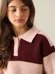 Angel & Rocket Pink Ruby Block Stripe Rugby Knit Jumper - Image 5 of 5