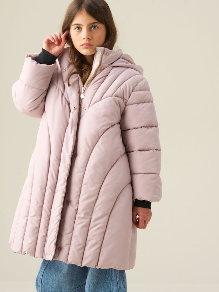 Angel & Rocket Cream Aubree Quilted Longline Coat - Image 2 of 7 Angel & Rocket Cream Aubree Quilted Longline Coat - Image 2 of 7