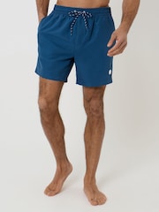 Threadbare Blue Contrast Piping Quick Dry Swim Shorts - Image 2 of 4