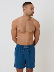 Threadbare Blue Contrast Piping Quick Dry Swim Shorts - Image 4 of 4