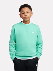 أخضر - سويت شيرت ذو ياقة بحافة مستديرة من قماش فرينش تيري مزين بشعار صغير من New Balance - صورة 1 من 8