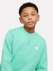 أخضر - سويت شيرت ذو ياقة بحافة مستديرة من قماش فرينش تيري مزين بشعار صغير من New Balance - صورة 4 من 8