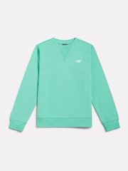 أخضر - سويت شيرت ذو ياقة بحافة مستديرة من قماش فرينش تيري مزين بشعار صغير من New Balance - صورة 6 من 8