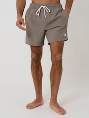 Threadbare Taupe Stripe Seersucker Swim Shorts - Image 1 of 6