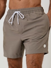 Threadbare Taupe Stripe Seersucker Swim Shorts - Image 3 of 6