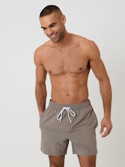 Threadbare Taupe Stripe Seersucker Swim Shorts - Image 4 of 6