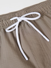 Threadbare Taupe Stripe Seersucker Swim Shorts - Image 5 of 6