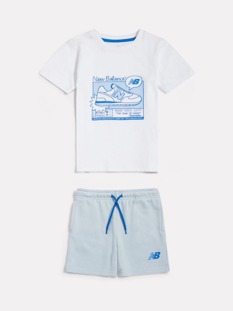 New Balance White Greatest Hits Graphic T-Shirt & Short Set - Image 1 of 5