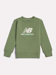 New Balance Green Stacked Logo Crew Neck Sweatshirt - Image 1 of 3