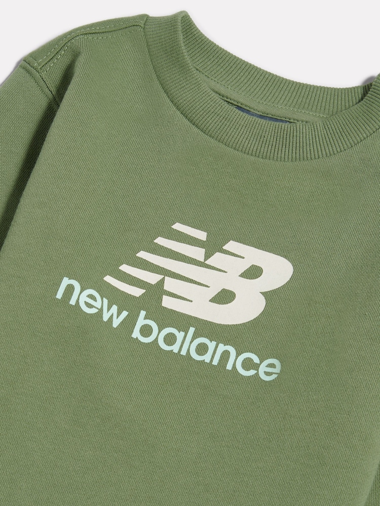 New Balance Green Stacked Logo Crew Neck Sweatshirt - Image 3 of 3