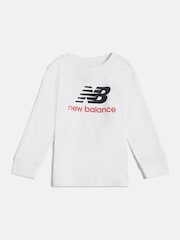 New Balance White Stacked Logo Long Sleeve T-Shirt - Image 1 of 3