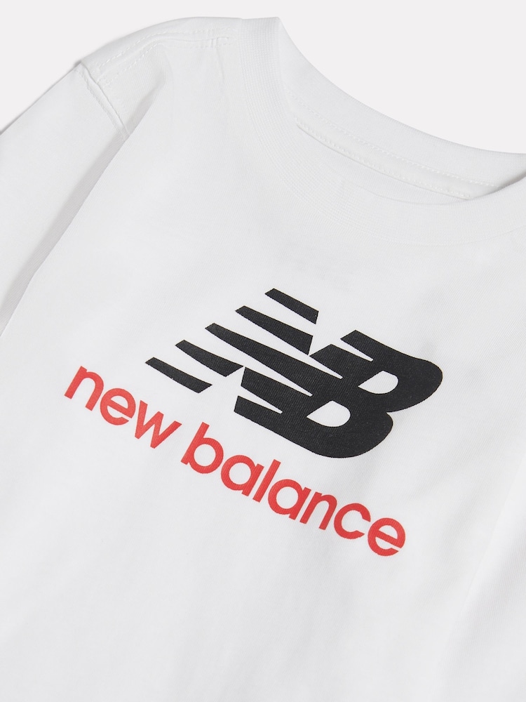 New Balance White Stacked Logo Long Sleeve T-Shirt - Image 3 of 3