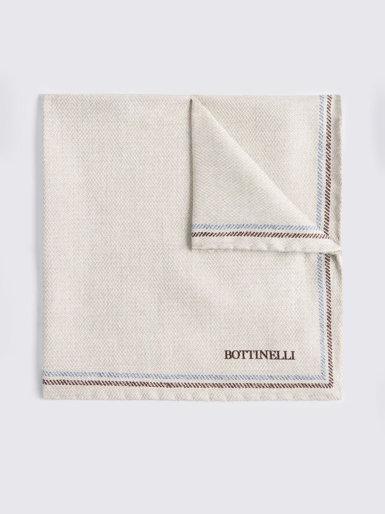 MOSS Natural Italian Silk Double Faced Pocket Square - Image 1 of 2 MOSS Natural Italian Silk Double Faced Pocket Square - Image 1 of 2