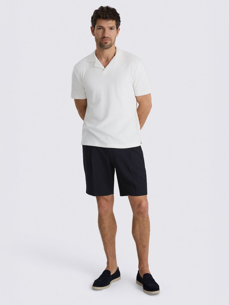 MOSS Navy Wool Pleated Shorts - Image 2 of 4