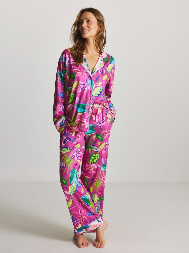 Figleaves Pink Floral Revere Pyjamas - Image 1 of 4