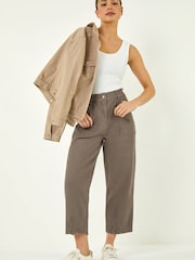 Roman Brown Petite Pocket Front Cropped Denim Trousers - Image 1 of 5