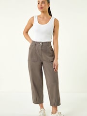 Roman Brown Petite Pocket Front Cropped Denim Trousers - Image 2 of 5