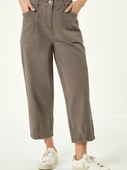 Roman Brown Petite Pocket Front Cropped Denim Trousers - Image 4 of 5