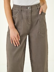 Roman Brown Petite Pocket Front Cropped Denim Trousers - Image 5 of 5