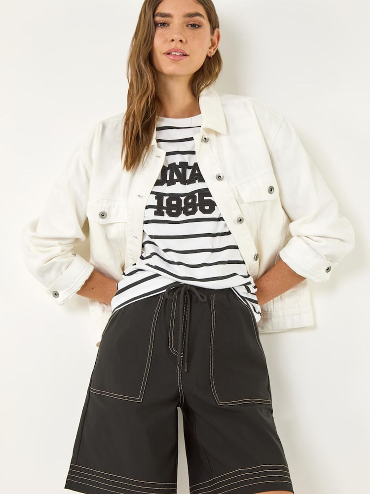 Negro - Roman Drawcord Detail Shorts - Imagen 1 de 5