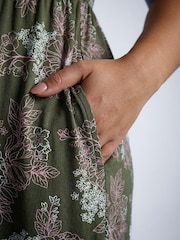 Roman Green Curve Floral Gathered Pocket Midi Dress - Image 5 of 5